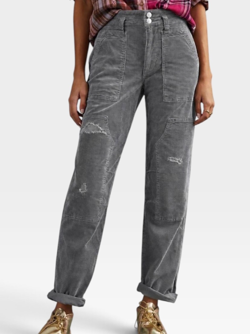 Pilcro from Anthropologie Wanderer gray Distressed corduroy with tags size NWT